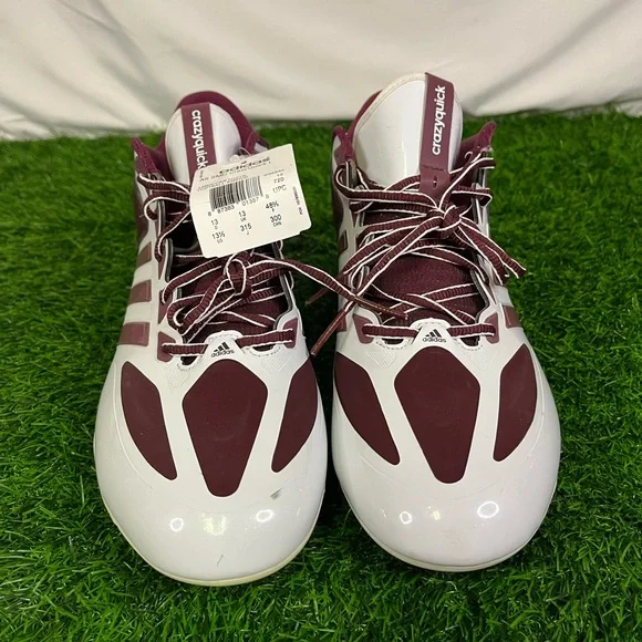 NWT Adidas Texas A&M CrazyQuick L Mens Size 13.5 Maroon White Football Cleats - Picture 2 of 15